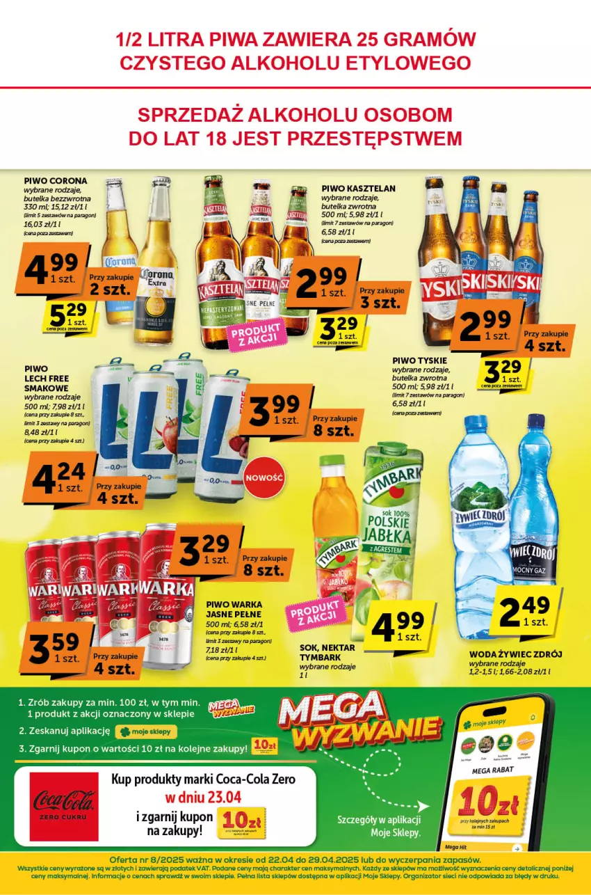 Gazetka promocyjna ABC - ważna 22.04 do 29.04.2025 - strona 4 - produkty: Coca-Cola, Kasztelan, Nektar, Olej, Piwo, Por, Sok, Tymbark, Warka