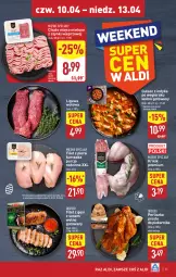 Gazetka promocyjna Aldi - Pełna oferta - Gazetka - ważna od 13.04 do 13.04.2025 - strona 35 - produkty: Kurczak, Perliczka, Mięso mielone z szynki, Mięso mielone, Sos, Por, Filet z piersi kurczaka, Mięsne specjały, Królik, Piekarnik, Mięso