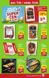 Gazetka promocyjna Aldi - Pełna oferta - Gazetka - ważna od 13.04 do 13.04.2025 - strona 9 - produkty: Kurczak, Golden Seafood, Kiełbasa biała, Kabanos, Kiełbasa