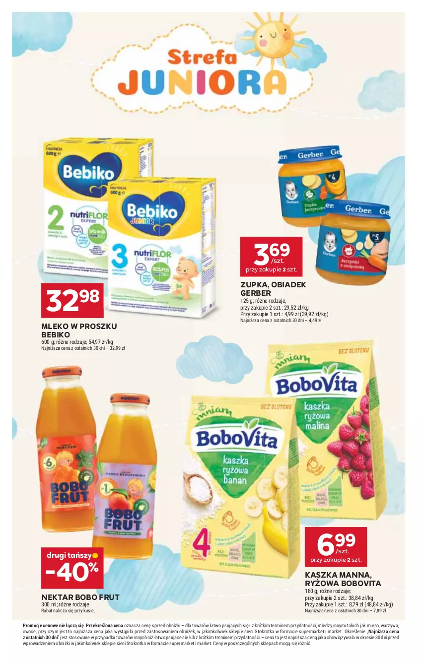 Gazetka promocyjna Stokrotka - Market - ważna 13.11 do 19.11.2025 - strona 22 - produkty: Bebiko, BoboVita, Gerber, Mięso, Mleko, Mleko w proszku, Nektar, Owoce, Ryż, Warzywa
