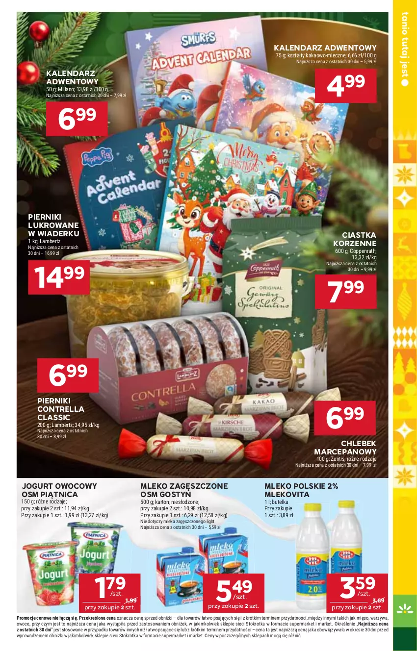 Gazetka promocyjna Stokrotka - Market - ważna 13.11 do 19.11.2025 - strona 5 - produkty: Chleb, Ciastka, Jogurt, Jogurt owocowy, Kakao, Kalendarz, Kalendarz adwentowy, Mięso, Mleko, Mleko zagęszczone, Mlekovita, Owoce, Piątnica, Piernik, Warzywa