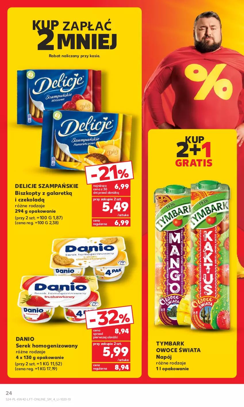 Gazetka promocyjna Kaufland - Gazetka tygodnia - ważna 19.10 do 25.10.2023 - strona 24 - produkty: Biszkopty, Danio, Delicje, Gala, Gra, Napój, Owoce, Ser, Serek, Serek homogenizowany, Tymbark