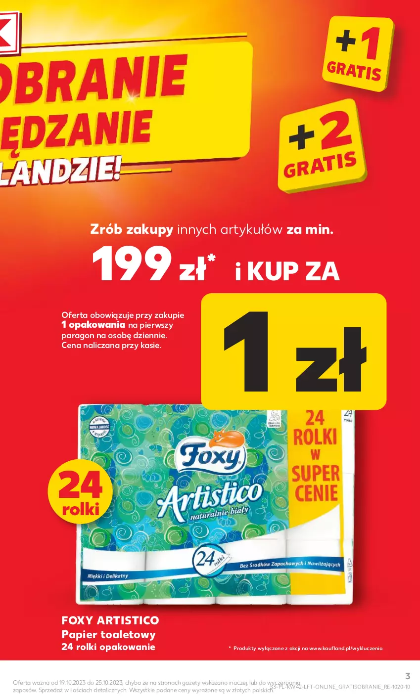 Gazetka promocyjna Kaufland - Gazetka tygodnia - ważna 19.10 do 25.10.2023 - strona 3 - produkty: Foxy, Gra, Papier, Papier toaletowy, Rolki