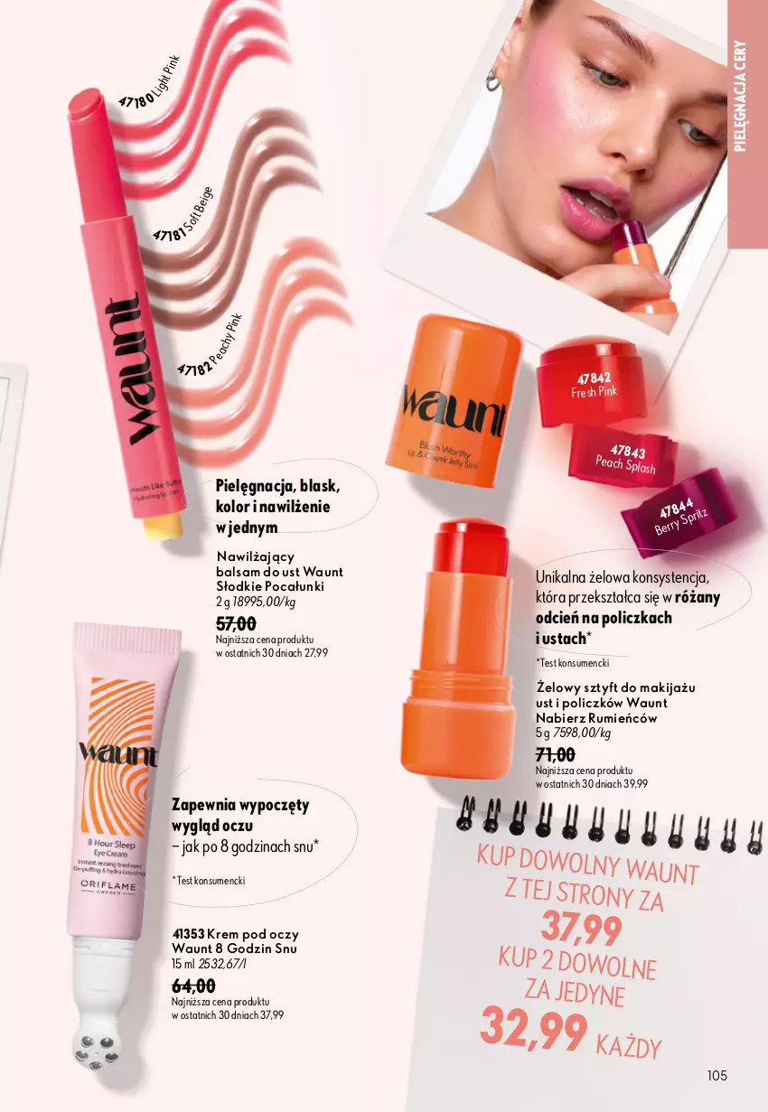 Gazetka promocyjna Oriflame - eKatalog 12 - ważna 19.08 do 08.09.2026 - strona 105 - produkty: Balsam do ust, Cień, Krem pod oczy, Makijaż, Nawilżający balsam, Róża, Rum