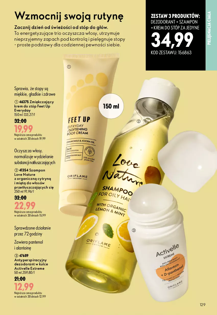 Gazetka promocyjna Oriflame - eKatalog 12 - ważna 19.08 do 08.09.2026 - strona 129 - produkty: Activelle, Dezodorant, Feet Up, Krem do stóp, Love Nature, Szampon, Top