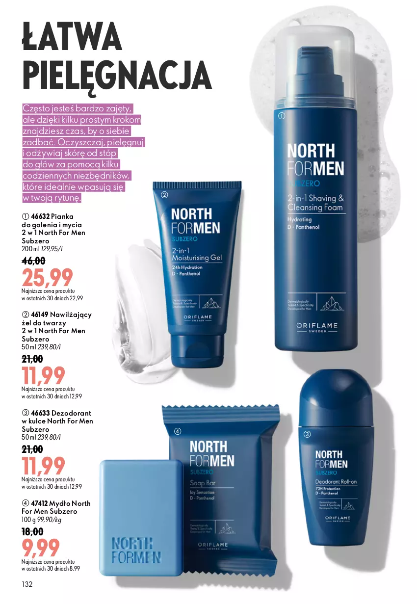 Gazetka promocyjna Oriflame - eKatalog 12 - ważna 19.08 do 08.09.2026 - strona 132 - produkty: Dezodorant, Mydło, North for Men, Pianka do golenia