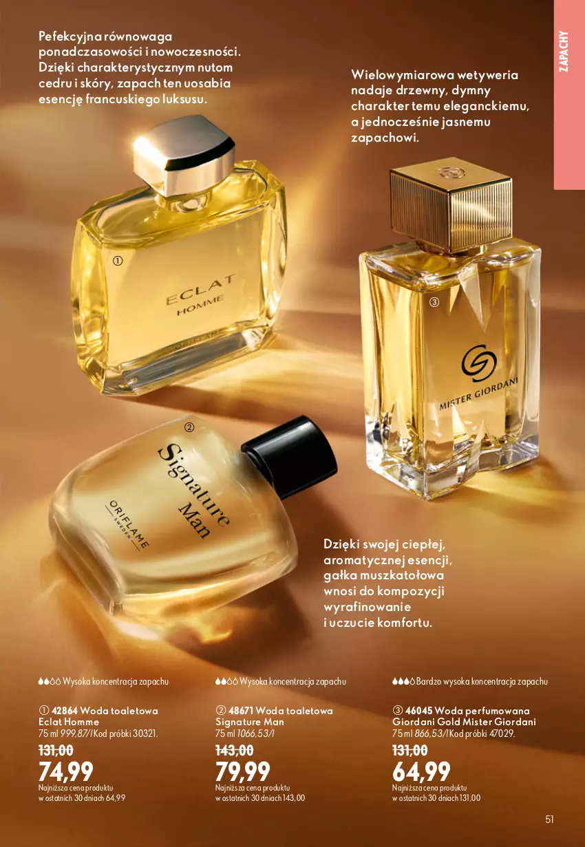 Gazetka promocyjna Oriflame - eKatalog 12 - ważna 19.08 do 08.09.2026 - strona 51 - produkty: Eclat, Gałka, Giordani Gold, Mister Giordani, Mus, Perfum, Sok, Waga, Woda, Woda perfumowana, Woda toaletowa