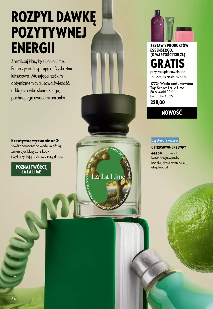 Gazetka promocyjna Oriflame - eKatalog 12 - ważna 19.08 do 08.09.2026 - strona 54 - produkty: Gala, Gra, Kret, Limonka, Mus, Perfum, Por, Sok, Top, Woda, Woda perfumowana