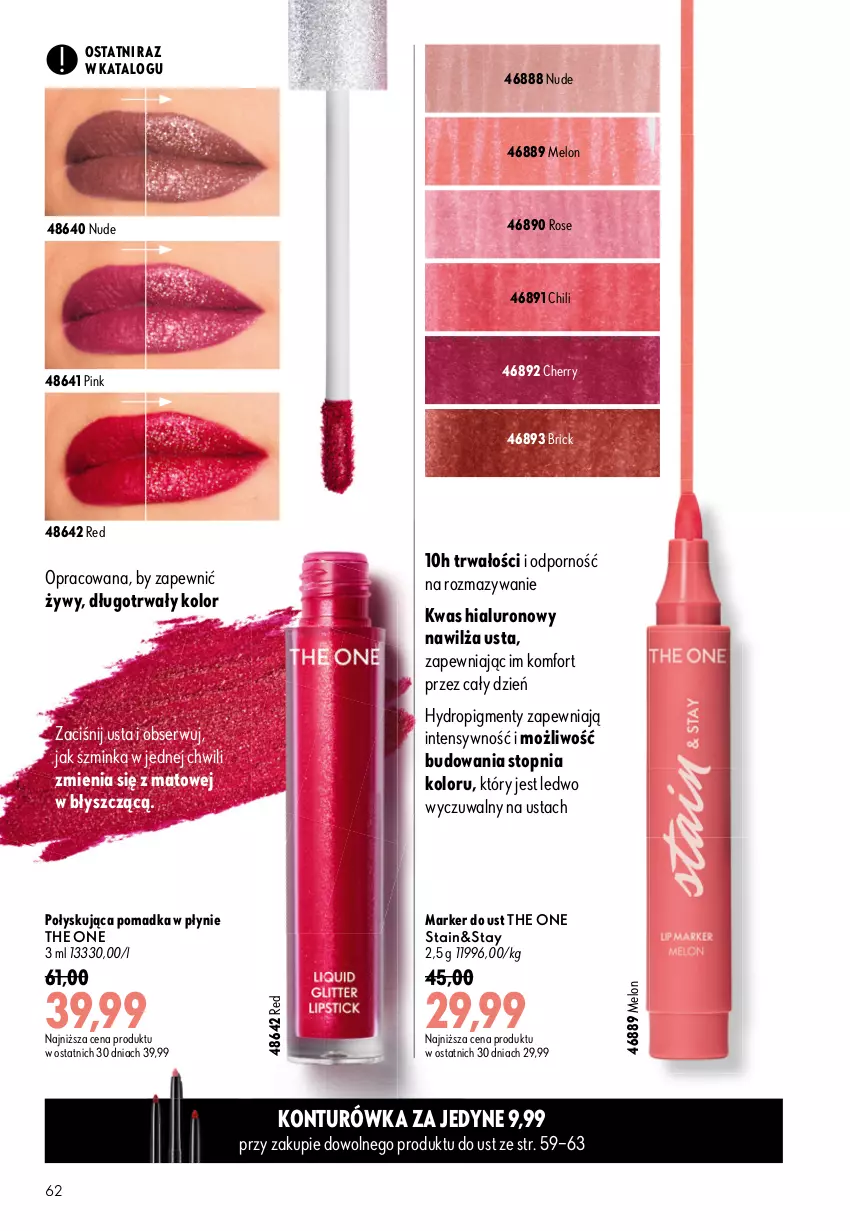 Gazetka promocyjna Oriflame - eKatalog 12 - ważna 19.08 do 08.09.2026 - strona 62 - produkty: Inka, Marker, Melon, Por, Ser, Szminka, The ONE, Top