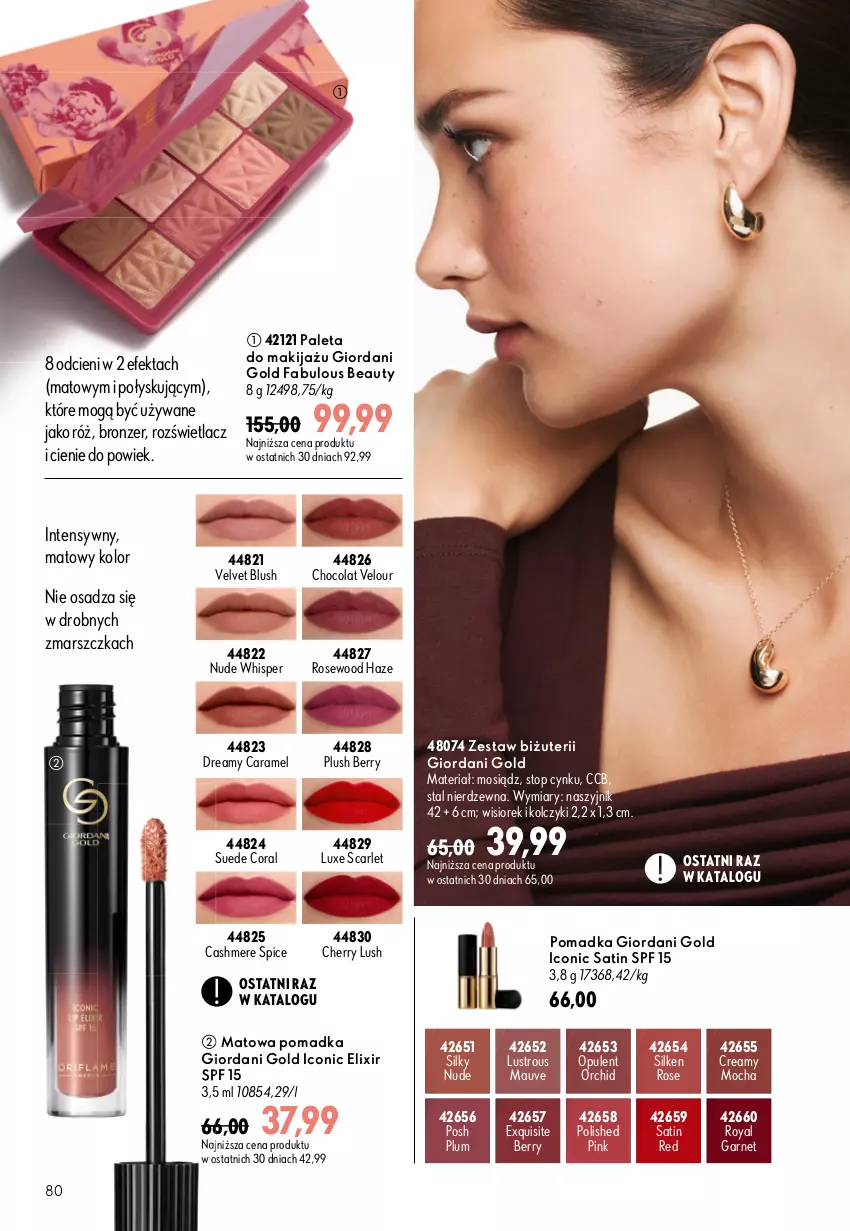 Gazetka promocyjna Oriflame - eKatalog 12 - ważna 19.08 do 08.09.2026 - strona 80 - produkty: Bronzer, Cynk, Exquisite, Fa, Giordani Gold, Kolczyki, Lustro, Makijaż, Mars, Naszyjnik, Paleta, Rozświetlacz, Sati, Top, Velvet