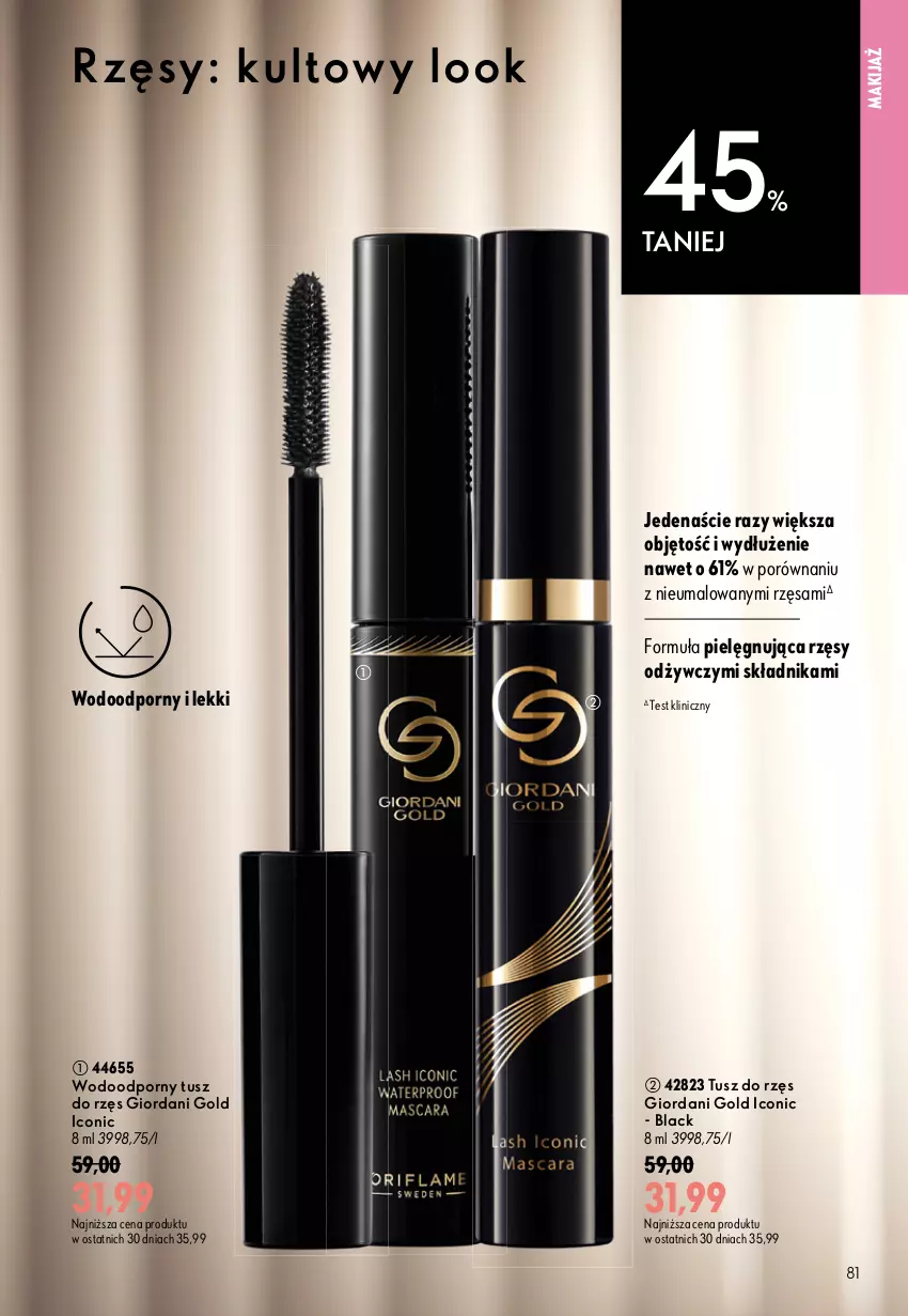 Gazetka promocyjna Oriflame - eKatalog 12 - ważna 19.08 do 08.09.2026 - strona 81 - produkty: Giordani Gold, Lack, Makijaż, Por, Tusz