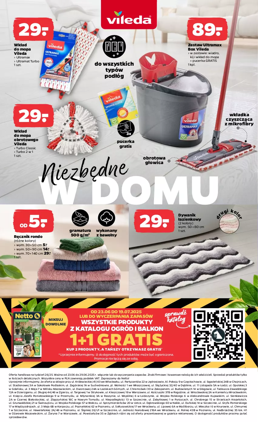 Gazetka promocyjna Netto - Od Poniedziałku Przemysłowa - ważna 23.06 do 29.06.2025 - strona 3 - produkty: Dywan, Dywanik, Dywanik łazienkowy, Fa, Gra, Gry, Karp, Kujawski, Mop, Ogród, Podlaski, Rama, Ręcznik, Sok, Stock, Top, Vileda, Wiadro, Wino, Wkład do mopa