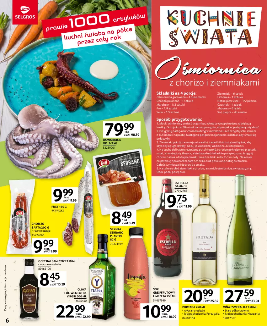 Gazetka promocyjna Selgros - Katalog Kuchnie Świata - ważna 04.05 do 17.05.2023 - strona 6 - produkty: Czosnek, Gin, Grejpfrut, Kawa, Kiełbasa, Limonka, Majonez, Natka pietruszki, Nuty, Ocet, Ocet balsamiczny, Oliwa, Oliwa z oliwek, Piec, Pieprz, Plasterki, Por, Portada, Ser, Sok, Sól, Szynka, Talerz, Top, Ziemniaki