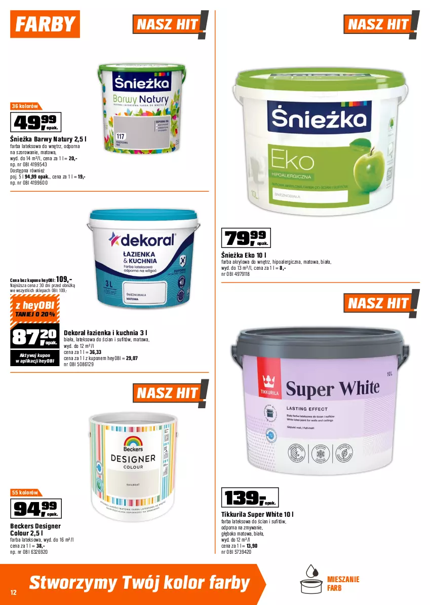 Gazetka promocyjna Obi - Gazetka OBI - ważna 28.01 do 17.02.2026 - strona 12 - produkty: Beckers, Cebula, Dekoral, Designer Colour, Fa, Farba akrylowa, Farba lateksowa, Hiacynt, Kuchnia, Por, Prymula, Tera