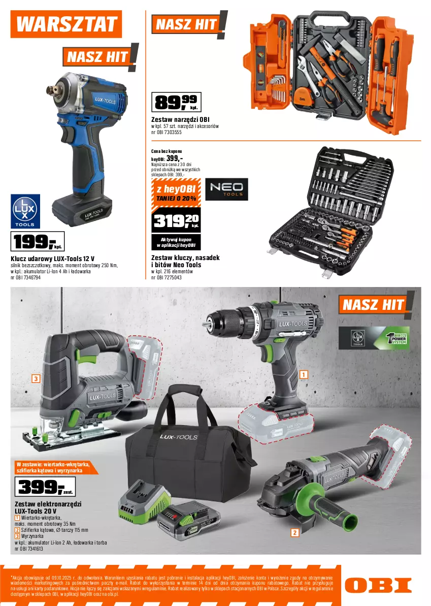 Gazetka promocyjna Obi - Gazetka OBI - ważna 28.01 do 17.02.2026 - strona 15 - produkty: Akumulator, Drabina, Fa, Geoflex, Grzejnik, Grzejnik konwektorowy, Klej, Klucz udarowy, Olej, Pojemnik, Rama, Szlifierka, Szlifierka kątowa, Tarka, Termos, Termowentylator, Top, Torba, Tran, Warka, Wełna, Wełna Isover, Wkręt, Wkrętarka, Wyrzynarka, Zestaw kluczy, Zestaw narzędzi