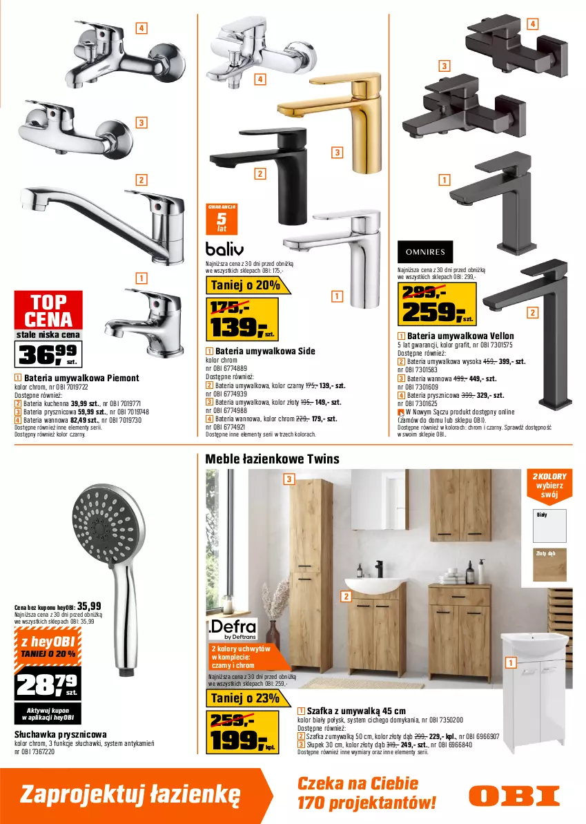Gazetka promocyjna Obi - Gazetka OBI - ważna 28.01 do 17.02.2026 - strona 5 - produkty: Bateria, Bateria kuchenna, Bateria prysznicowa, Bateria umywalkowa, Bateria wannowa, Brodzik, Gra, Gres, Kabina prysznicowa, LANA, Meble, Meble łazienkowe, Półka, Rasco, Rolki, Ser, Słuchawka prysznicowa, Słuchawki, Słupek, Sok, Syfon, Szafka, Top, Tran, Uchwyty, Wanna