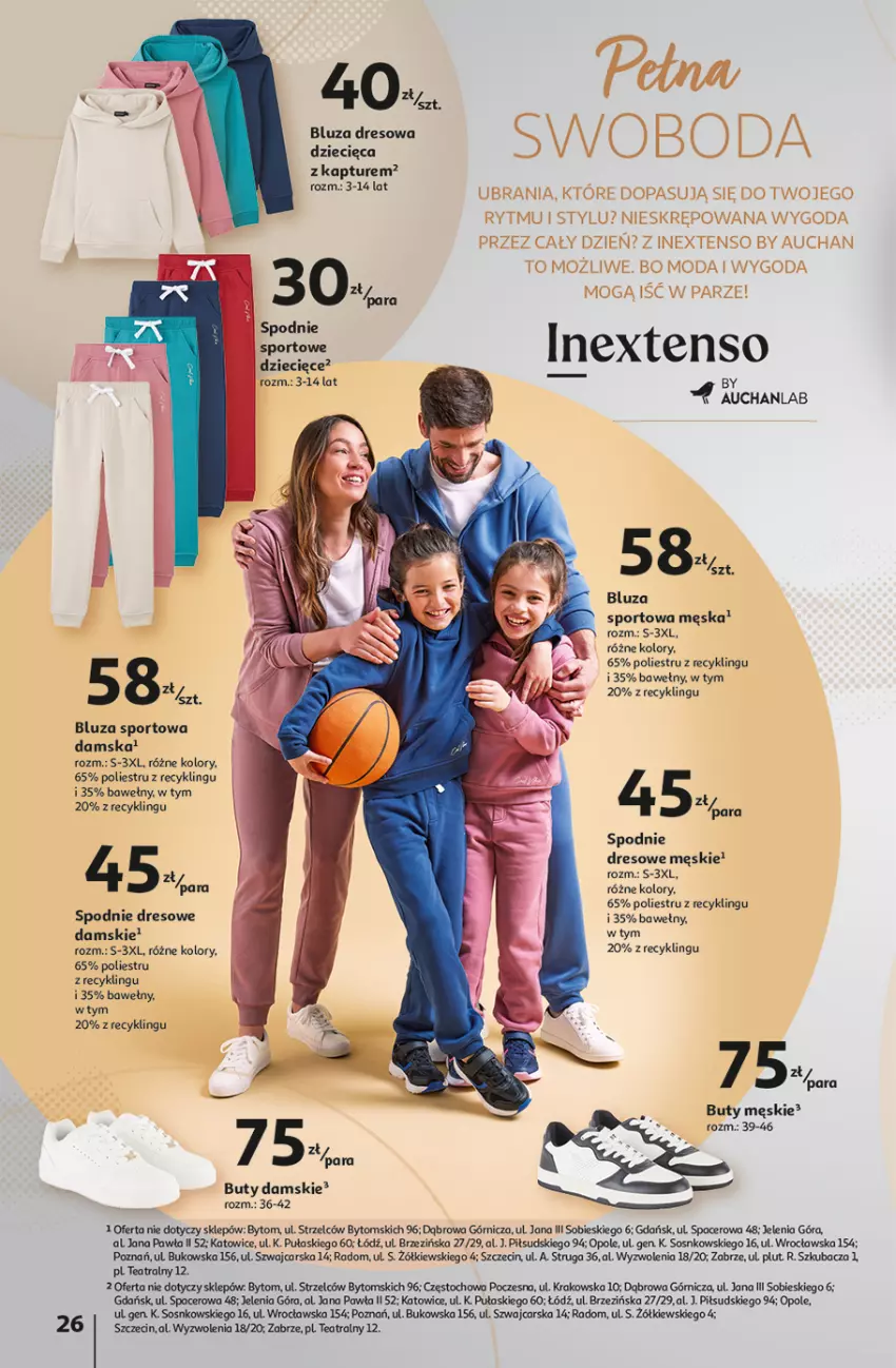 Gazetka promocyjna Auchan - Katalog Jesienne inspiracje Inextenso by AUCHANLAB - ważna 10.10 do 06.11.2024 - strona 26 - produkty: Acer, Bluza, Buty, Cars, Dres, Dzieci, Moda, Por, Sos, Spodnie, Spodnie sportowe, Sport, Ubrania