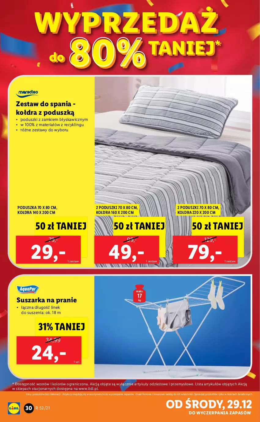 Gazetka promocyjna Lidl - GAZETKA - ważna 27.12 do 31.12.2021 - strona 30 - produkty: Gra, Kołdra, Poduszka, Suszarka, Suszarka na pranie