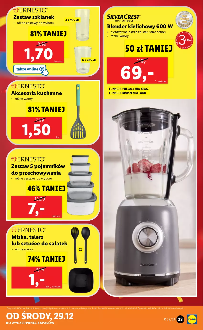 Gazetka promocyjna Lidl - GAZETKA - ważna 27.12 do 31.12.2021 - strona 33 - produkty: Blender, Miska, Pojemnik, Sałat, Talerz