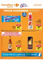 Gazetka promocyjna Carrefour - Gazetka Express - Gazetka - ważna od 20.06 do 20.06.2022 - strona 1 - produkty: Piwo, Gin, Jogurt, Kosz, Mentos, Napój, Kozel