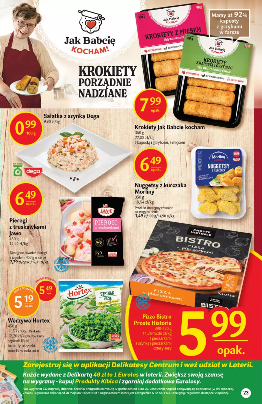 Gazetka promocyjna Delikatesy Centrum - Gazetka Delikatesy Centrum - ważna 27.05 do 01.06.2021 - strona 23 - produkty: BIC, Brokuły, Dega, Gra, Hortex, Kapustą, Koc, Krokiety, Kurczak, Morliny, Pierogi, Por, Rum, Sałat, Sałatka, Szpinak, Warzywa