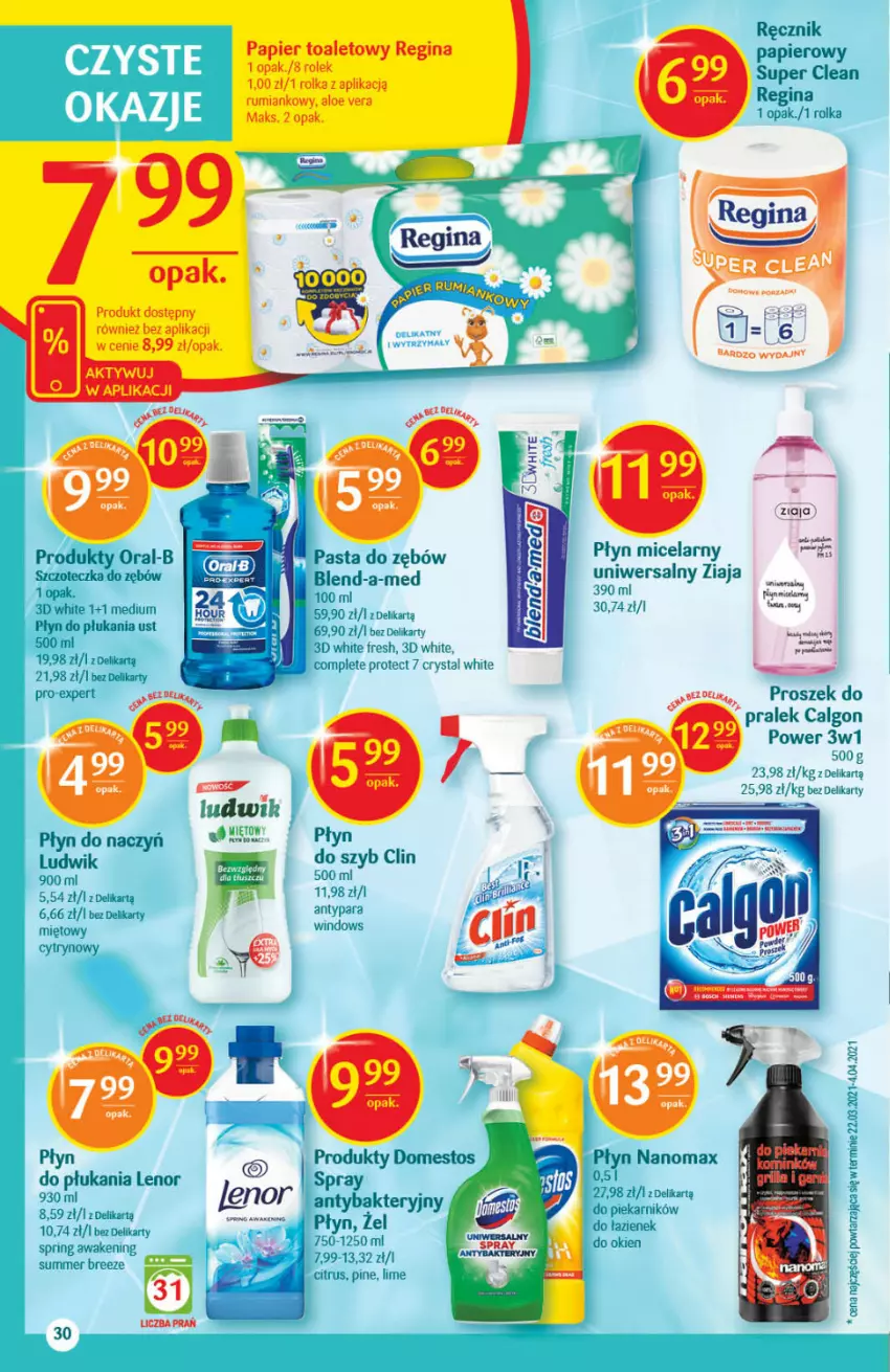 Gazetka promocyjna Delikatesy Centrum - Gazetka Delikatesy Centrum - ważna 27.05 do 01.06.2021 - strona 30 - produkty: Aloe vera, Blend-a-Med, Calgon, Clin, Domestos, Gin, Lenor, LG, Ludwik, Mus, Nanomax, Papier, Papier toaletowy, Pasta do zębów, Piekarnik, Płyn micelarny, Ręcznik, Rum, Szczoteczka, Szczoteczka do zębów