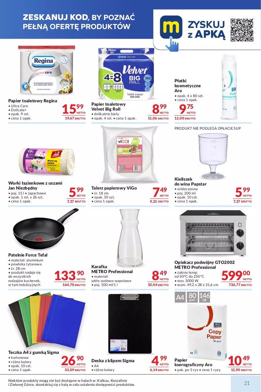 Gazetka promocyjna Makro - Mega oferty dla Twojego Sklepu - ważna 04.08 do 17.08.2026 - strona 21 - produkty: Fa, Gin, Gra, Jan Niezbędny, Karafka, Kieliszek, Kosz, Metro, Papier, Papier toaletowy, Płatki kosmetyczne, Ser, Szal, Talerz, Talerz papierowy, Tefal, Tytan, Velvet