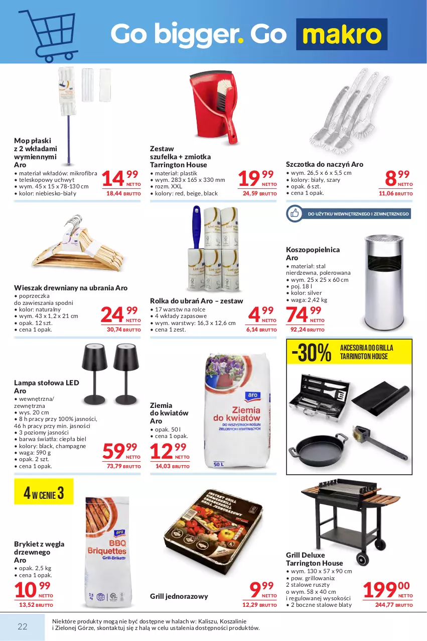 Gazetka promocyjna Makro - Mega oferty dla Twojego Sklepu - ważna 04.08 do 17.08.2026 - strona 22 - produkty: Grill, Kosz, Koszopopielnica, Lack, Lampa, Lampa stołowa, Mop, Sok, Szal, Szczotka, Szufelka, Teleskop, Ubrania, Waga, Wieszak