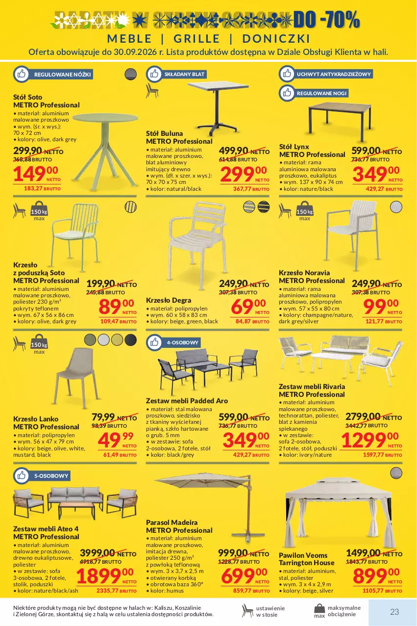 Gazetka promocyjna Makro - Mega oferty dla Twojego Sklepu - ważna 04.08 do 17.08.2026 - strona 23 - produkty: Fa, Fotel, Gra, Grill, Ivar, Kosz, Krzesło, Lack, Meble, Metro, Mus, Parasol, Rama, Siedzisko, Sofa, Sofa 2-osobowa, Sofa 3-osobowa, Stół, Stolik, Szal