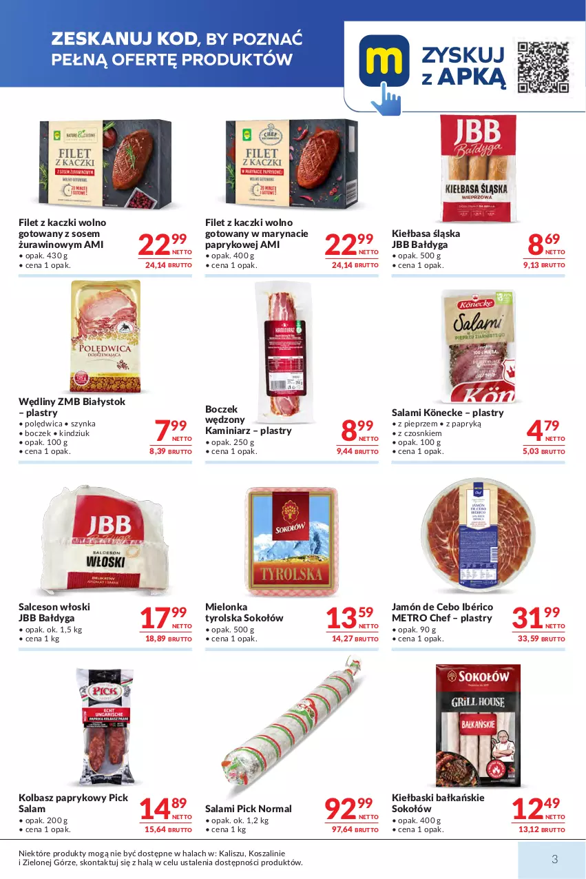 Gazetka promocyjna Makro - Mega oferty dla Twojego Sklepu - ważna 04.08 do 17.08.2026 - strona 3 - produkty: Boczek, Kiełbasa, Kiełbasa śląska, Kindziuk, Kosz, Metro, Metro Chef, Mielonka tyrolska, Pieprz, Polędwica, Salami, Salceson, Sok, Sokołów, Sos, Szal, Szynka, Wino