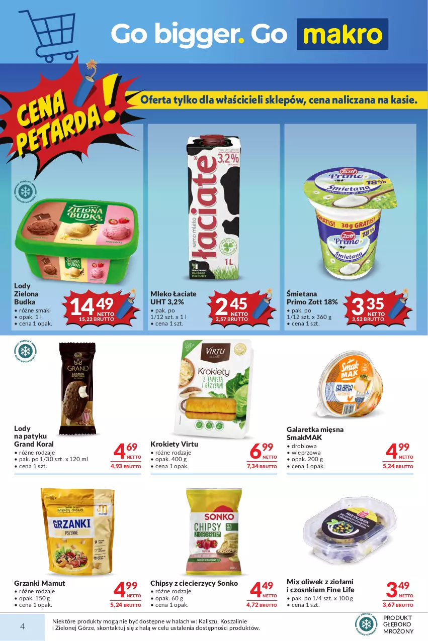 Gazetka promocyjna Makro - Mega oferty dla Twojego Sklepu - ważna 04.08 do 17.08.2026 - strona 4 - produkty: Chipsy, Gala, Galaretka, Gra, Kosz, Krokiety, Lody, Mleko, Sonko, Szal, Virtu, Zielona Budka, Zott