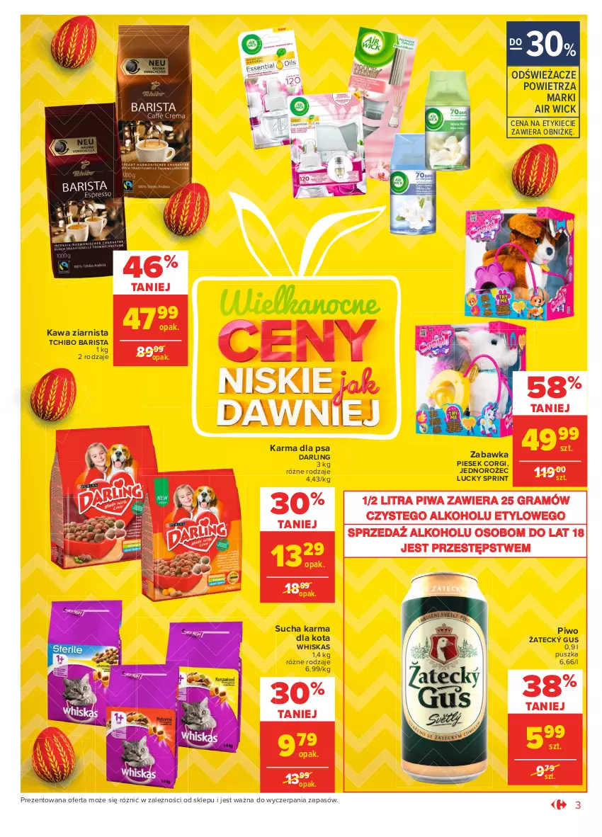 Gazetka promocyjna Carrefour - Gazetka Market - ważna 22.03 do 27.03.2021 - strona 3 - produkty: Air Wick, Gra, Jednorożec, Kawa, Kawa ziarnista, Piwa, Piwo, Sucha karma, Tchibo, Tchibo Barista, Whiskas, Zabawka