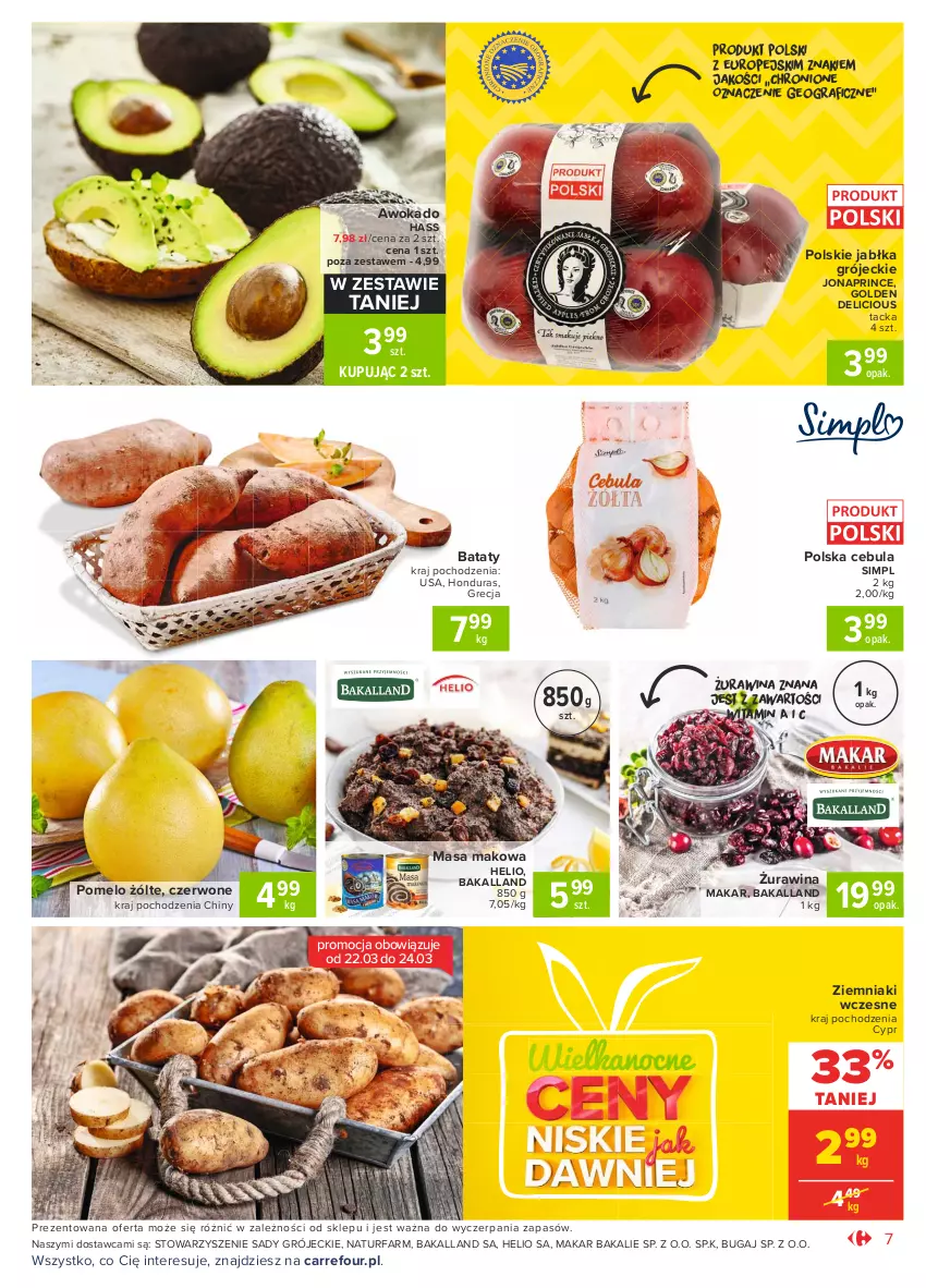 Gazetka promocyjna Carrefour - Gazetka Market - ważna 22.03 do 27.03.2021 - strona 7 - produkty: Bakalland, Cebula, Fa, Gra, Helio, Jabłka, Pomelo, Ziemniaki