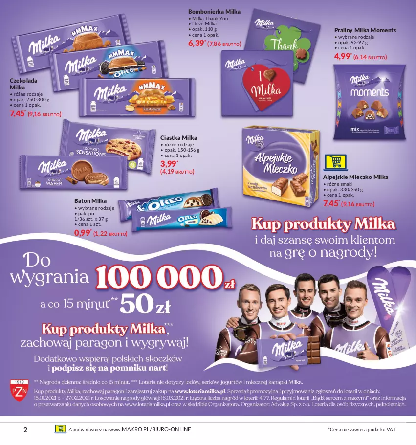 Gazetka promocyjna Makro - [Oferta specjalna] Walentynkowe LOVE - ważna 09.02 do 22.02.2021 - strona 2 - produkty: Baton, Biuro, Ciastka, Czekolada, Milka, Mleczko, Moments, Praliny