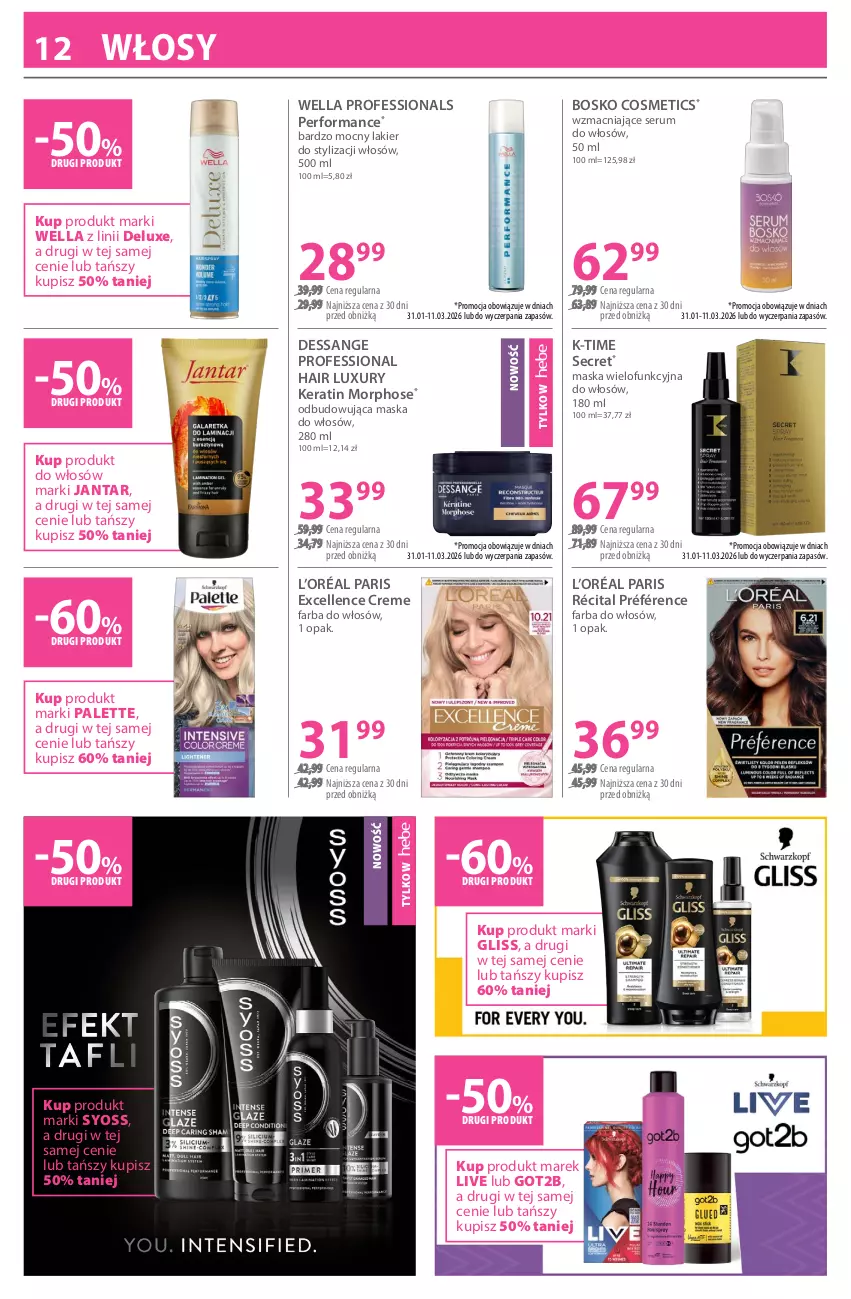 Gazetka promocyjna Hebe - Gazetka - ważna 17.02 do 03.03.2026 - strona 12 - produkty: Fa, Farba do włosów, Got2b, L’Oréal, Lakier, Maska, Maska do włosów, Palette, Rum, Ser, Serum, Serum do włosów, Syoss, Wella