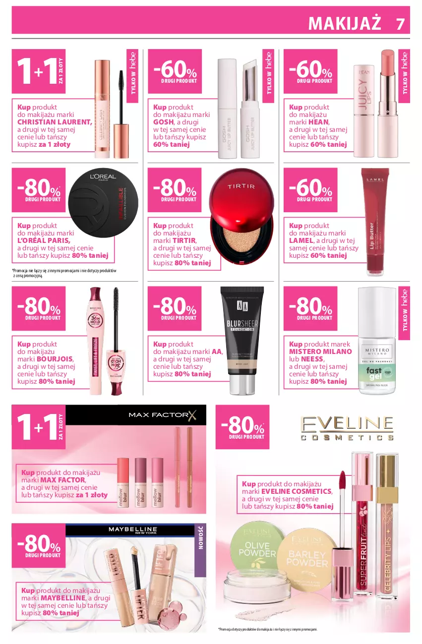 Gazetka promocyjna Hebe - Gazetka - ważna 17.02 do 03.03.2026 - strona 7 - produkty: Bell, Bourjois, Eveline, Fa, Gosh, L’Oréal, Laur, Makijaż, Max Factor, Maybelline