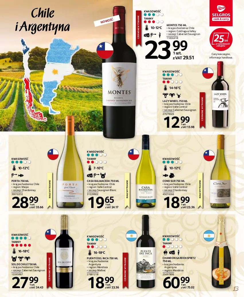 Gazetka promocyjna Selgros - Katalog wina - ważna 22.04 do 31.12.2022 - strona 13 - produkty: Cabernet Sauvignon, Chardonnay, Monte, Por, Sauvignon Blanc