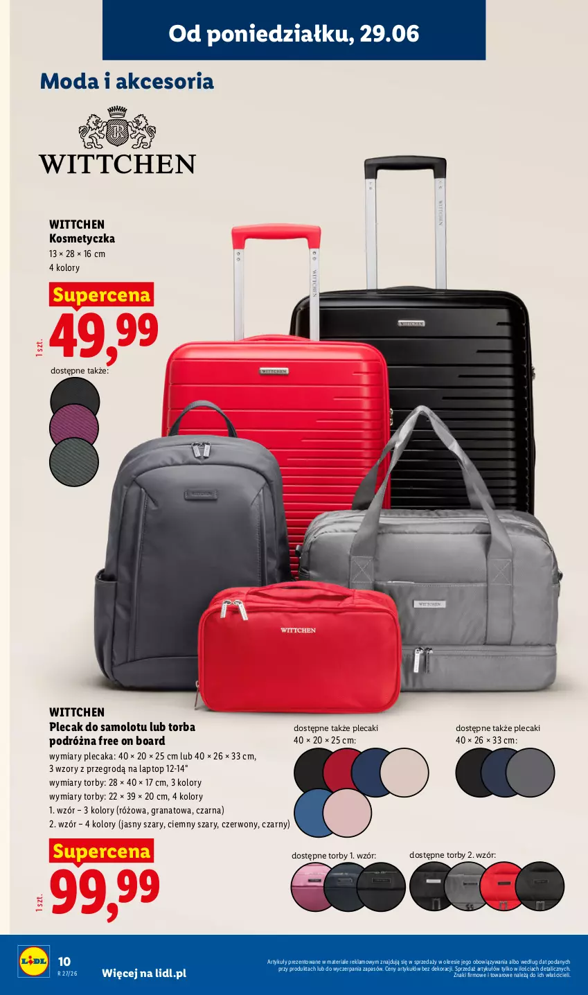 Gazetka promocyjna Lidl - Katalog ważny od 29.06 - ważna 29.06 do 04.07.2026 - strona 14 - produkty: Amol, Gra, Granat, Kosmetyczka, Moda, Plecak, Samolot, Top, Torba, Wittchen