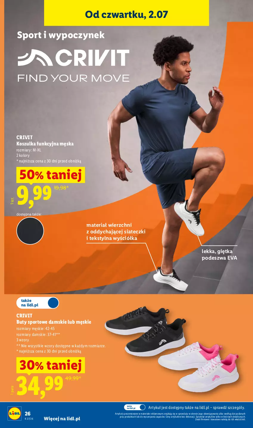 Gazetka promocyjna Lidl - Katalog ważny od 29.06 - ważna 29.06 do 04.07.2026 - strona 36 - produkty: Buty, Kosz, Koszulka, Koszulka funkcyjna, Por, Sport
