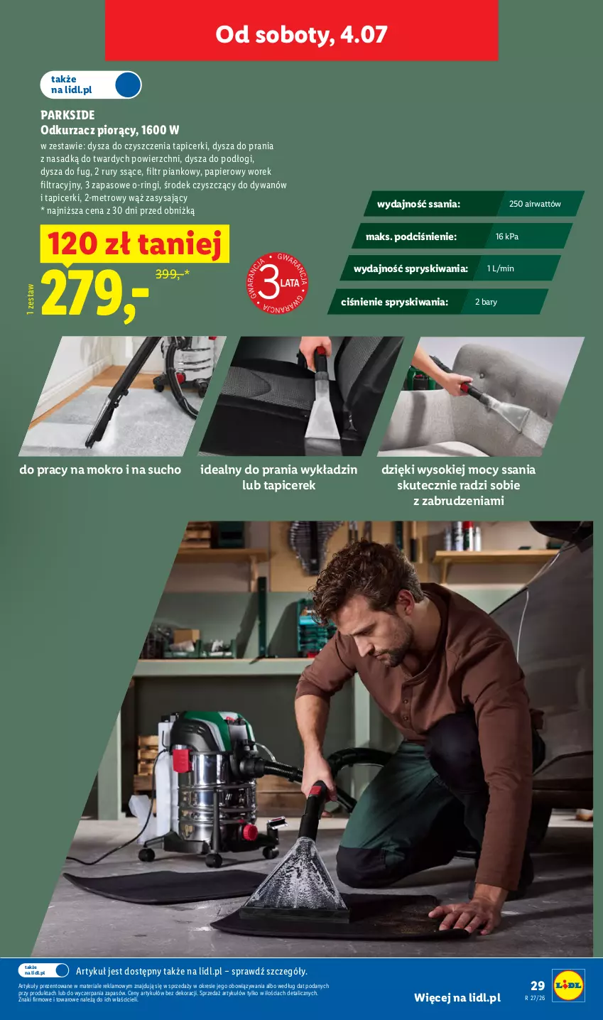 Gazetka promocyjna Lidl - Katalog ważny od 29.06 - ważna 29.06 do 04.07.2026 - strona 39 - produkty: Dywan, Metro, Odkurzacz, Papier, Parkside, Sok