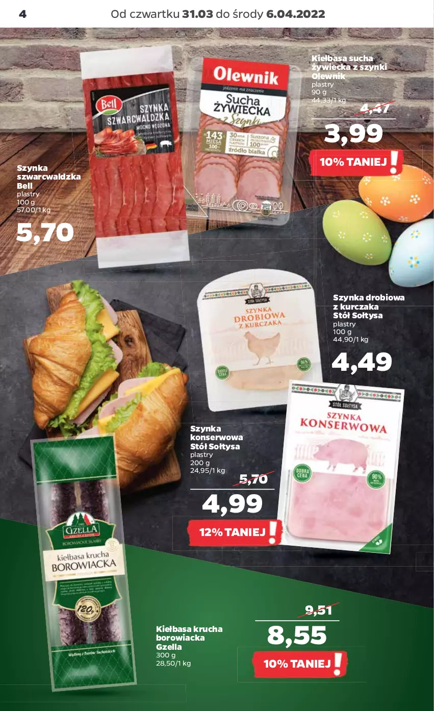 Gazetka promocyjna Netto - Gazetka spożywcza 31.03-6.04 - ważna 31.03 do 06.04.2022 - strona 4 - produkty: Bell, Kiełbasa, Kiełbasa krucha, Kurczak, Olewnik, Ser, Stół, Szynka, Szynka konserwowa