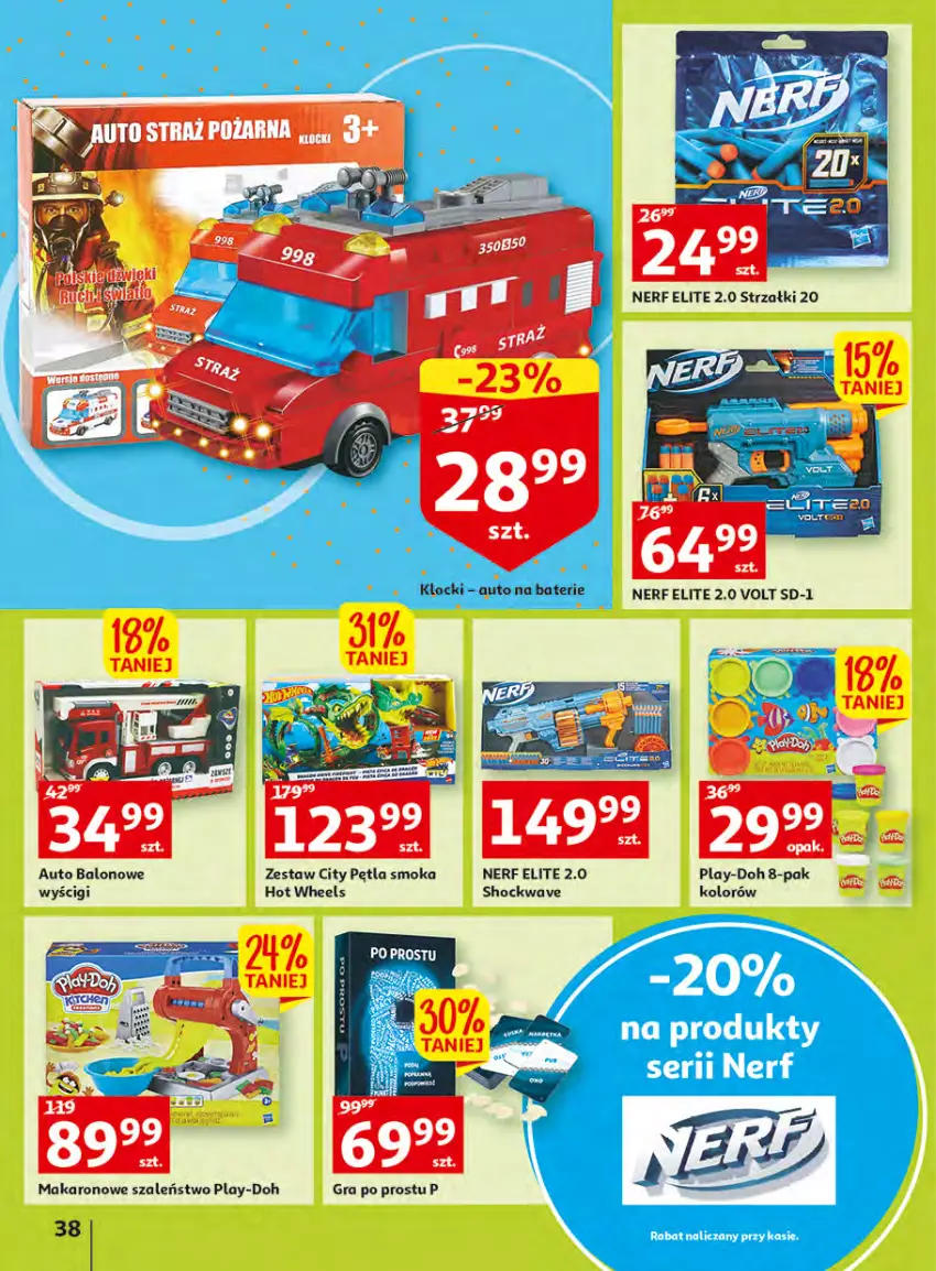 Gazetka promocyjna Auchan - Udane grillowanie jest w cenie Hipermarkety - ważna 19.05 do 28.05.2022 - strona 38 - produkty: Gra, Hot Wheels, Klocki, Makaron, Nerf, Play-Doh, Szal