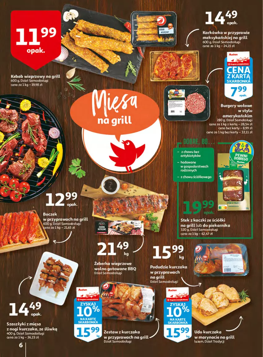 Gazetka promocyjna Auchan - Udane grillowanie jest w cenie Hipermarkety - ważna 19.05 do 28.05.2022 - strona 6 - produkty: Burger, Grill, Kebab, Kurczak, Piekarnik, Stek