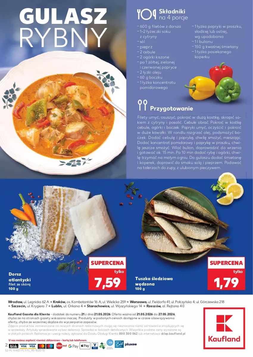 Gazetka promocyjna Kaufland - Ryby z naszej lady - ważna 21.05 do 27.05.2026 - strona 2 - produkty: Boczek, Bulion, Cytryny, Dorsz, Fa, Kawa, Koncentrat pomidorowy, Lion, Olej, Orka, Piec, Pieprz, Por, Sok, Sól, Talerz, Tusz, Tuszka śledziowa, Tuszka śledziowa wędzona, Wagi