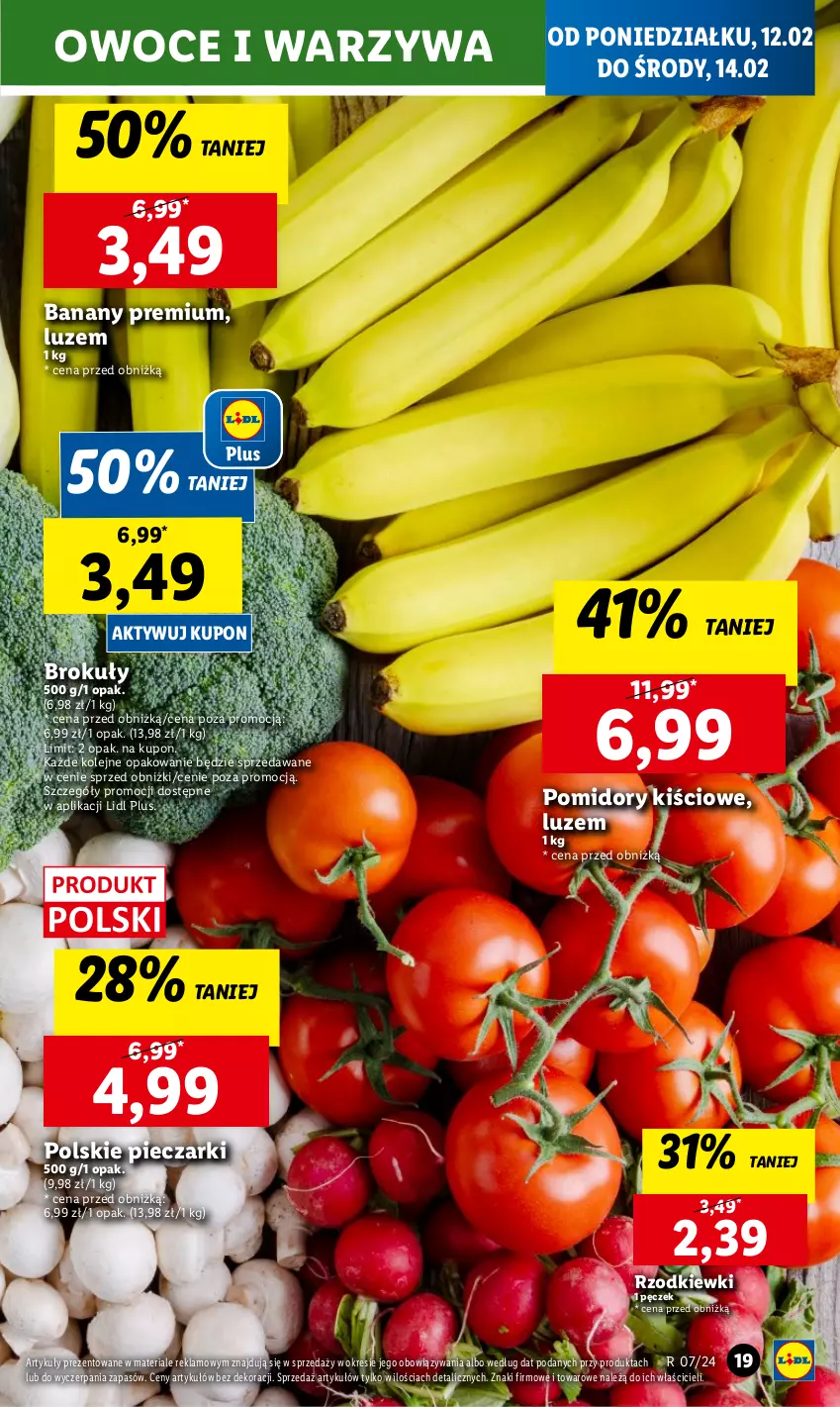 Gazetka promocyjna Lidl - GAZETKA - ważna 12.02 do 14.02.2024 - strona 21 - produkty: Banany, Brokuły, Olej, Owoce, Piec, Pomidory, Warzywa