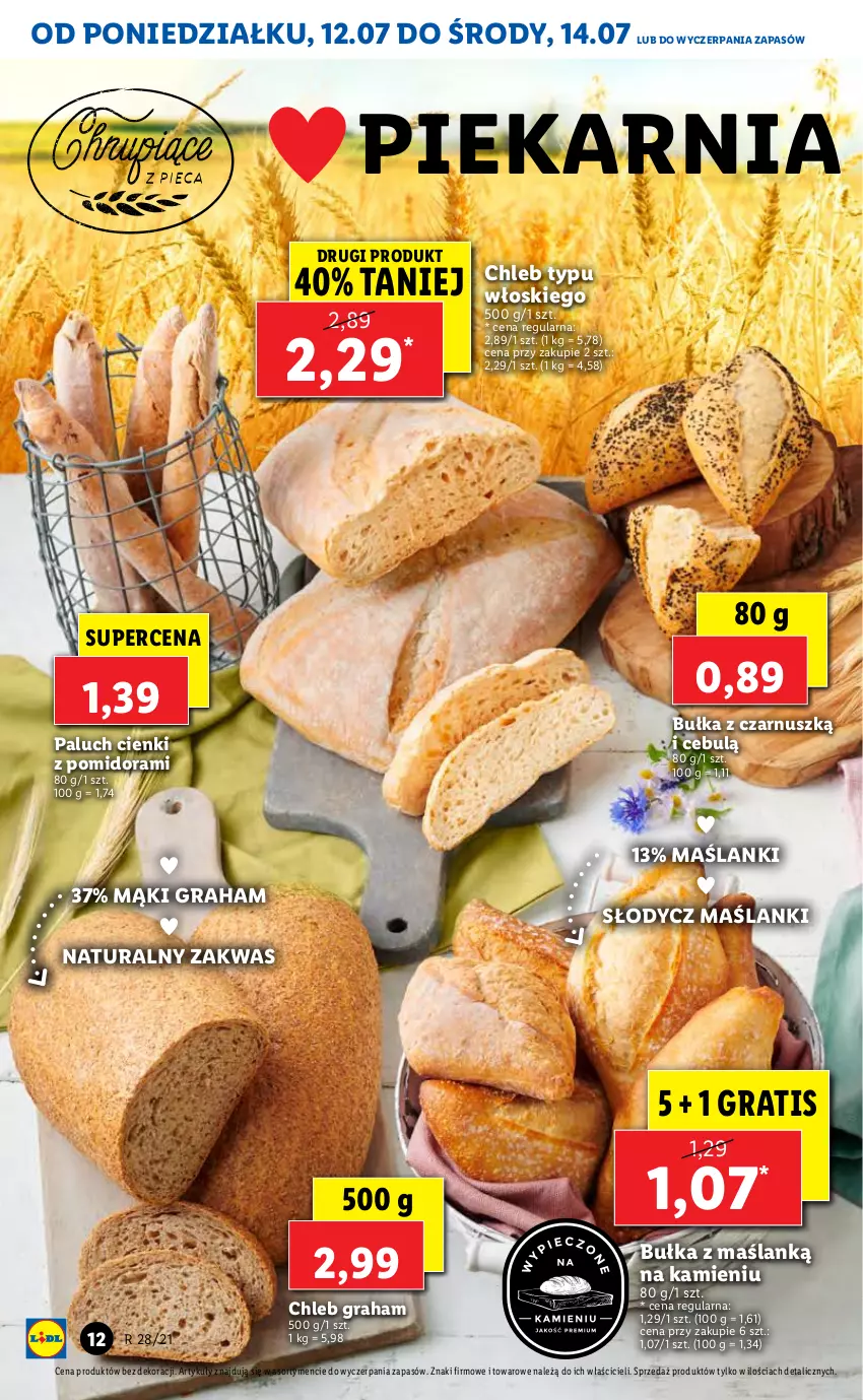 Gazetka promocyjna Lidl - GAZETKA - ważna 12.07 do 14.07.2021 - strona 12 - produkty: Bułka, Chleb, Chleb typu włoskiego, Gra, Lanki
