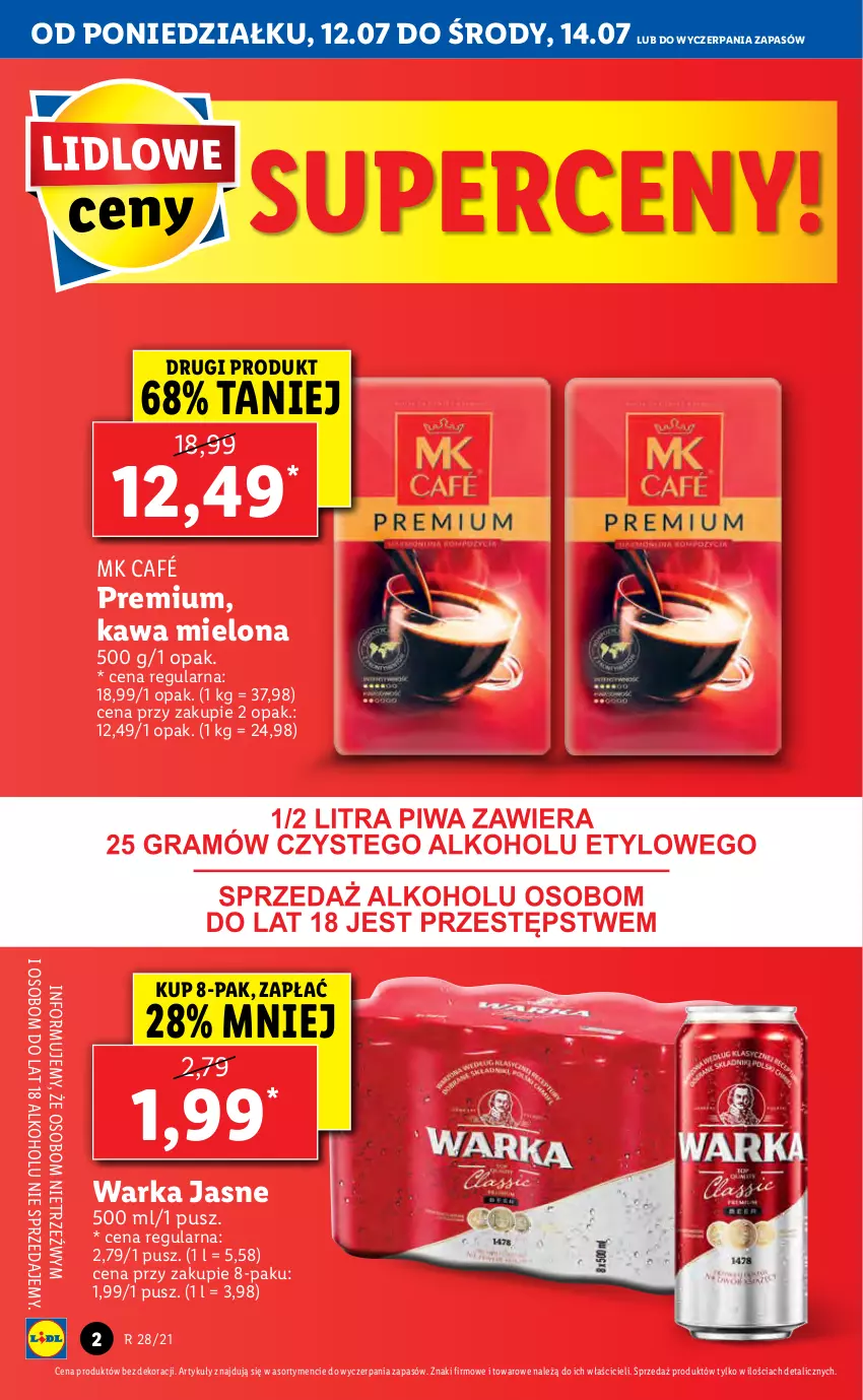 Gazetka promocyjna Lidl - GAZETKA - ważna 12.07 do 14.07.2021 - strona 2 - produkty: Kawa, Kawa mielona, Warka