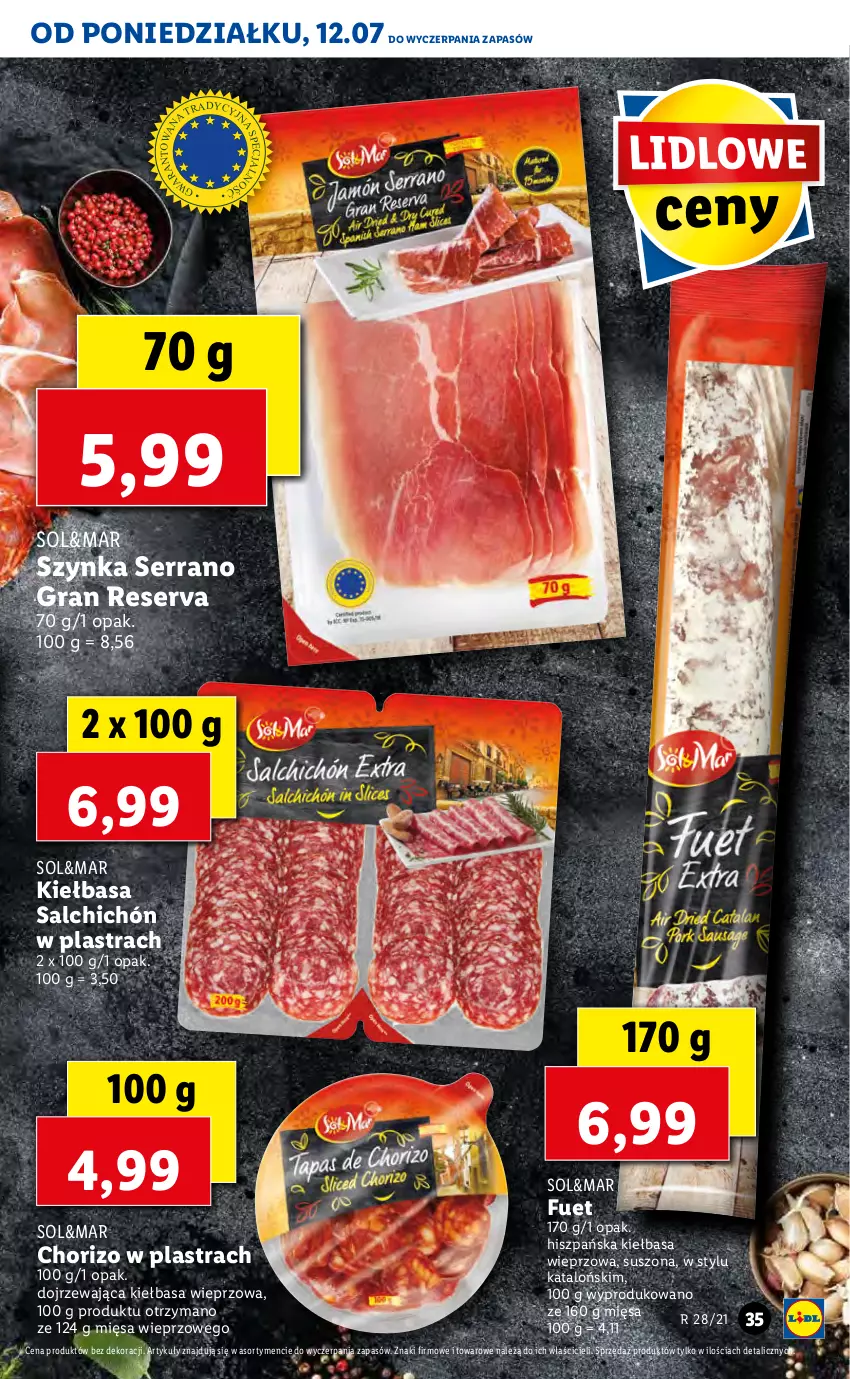 Gazetka promocyjna Lidl - GAZETKA - ważna 12.07 do 14.07.2021 - strona 35 - produkty: Gra, Kiełbasa, Ser, Szynka