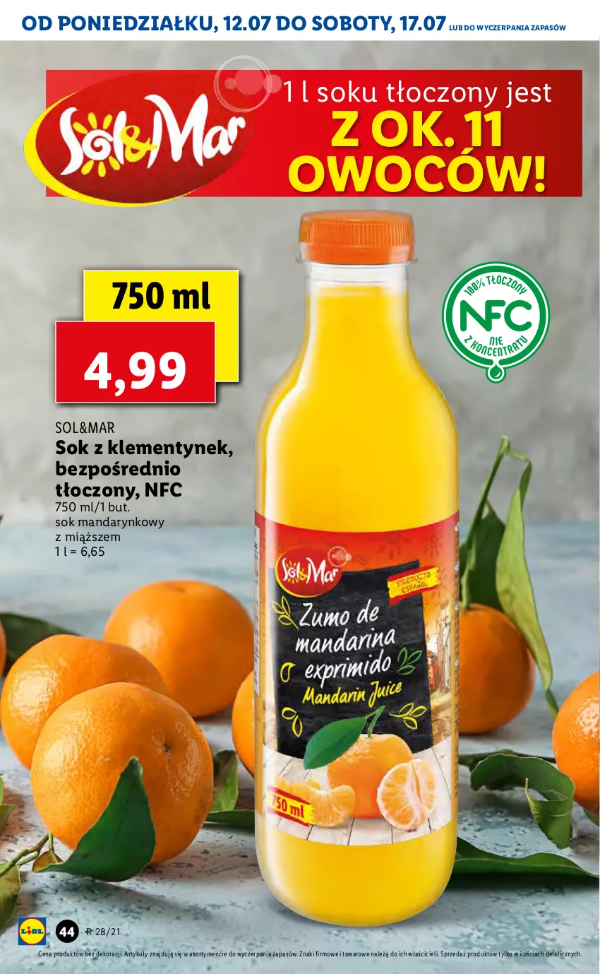 Gazetka promocyjna Lidl - GAZETKA - ważna 12.07 do 14.07.2021 - strona 44 - produkty: Sok