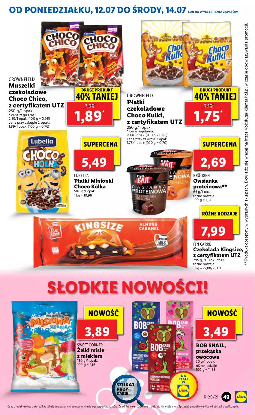 Gazetka promocyjna Lidl - GAZETKA - ważna 12.07 do 14.07.2021 - strona 49 - produkty: Bell, Bella, Czekolada, Lubella, Mus, Owsianka